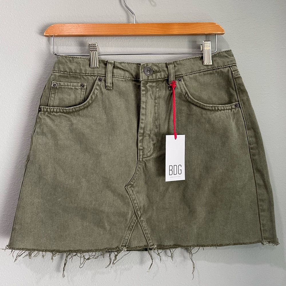 BDG Urban Outfitters Green Cotton Denim Frayed Skirt (M) NWT